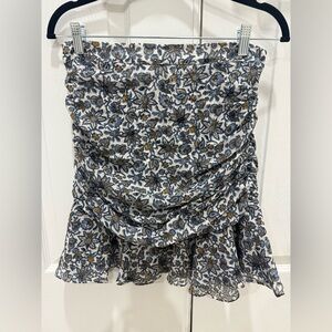 Veronica Beard Blue and Gold Floral Mini Skirt